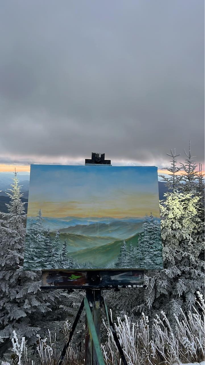 Painting setup in Smoky Mountains